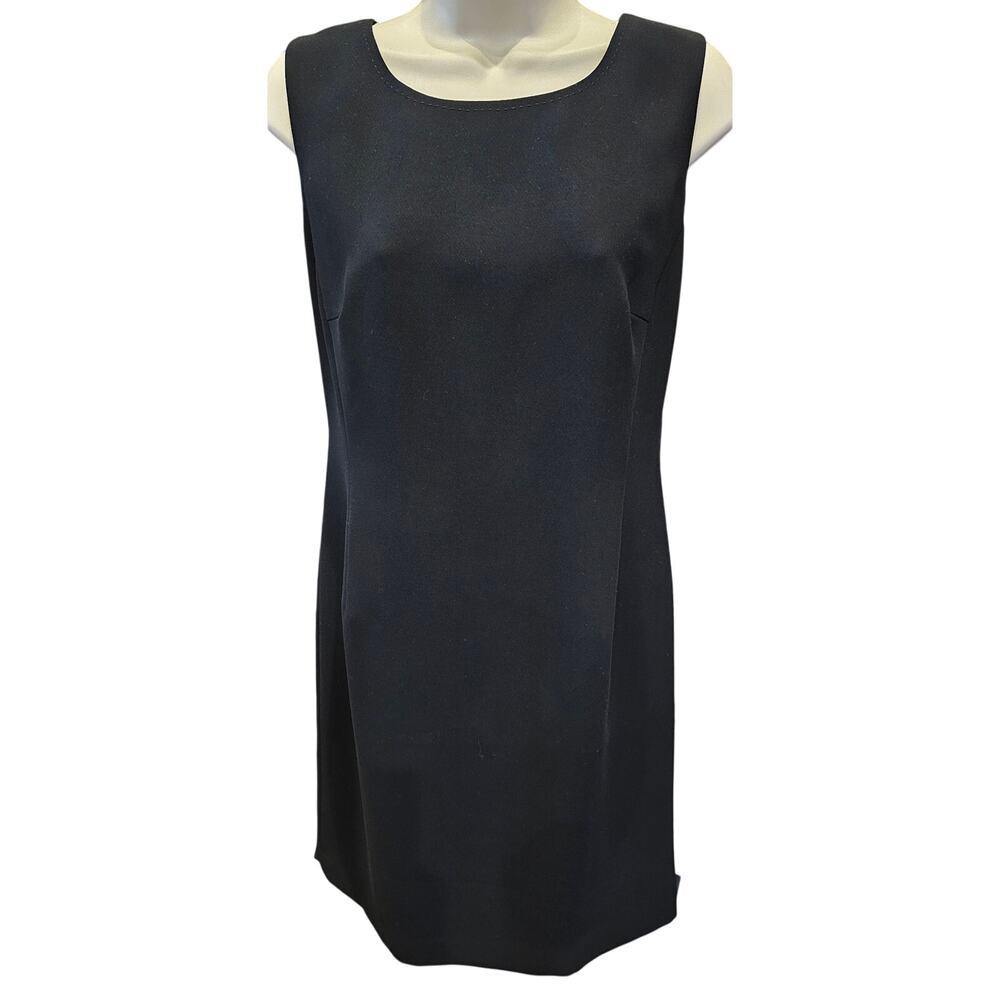 NWT Amanda Smith 10P 10 PETITE black basic business casual sheath dress midi